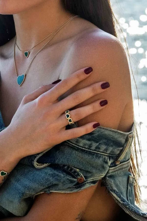 Bagues^APM Monaco Bague Coeur Malachite