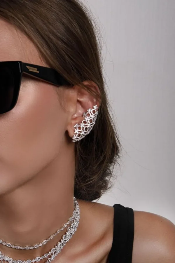 Boucles D'Oreilles^APM Monaco Boucle D'Oreille Individuelle Ear Cuff Meteorites Et Cercles - Argent