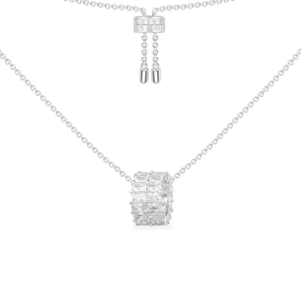 Colliers^APM Monaco Collier Ajustable Kaleidoscope Avec Pendentif Double Anneaux Serti - Argent