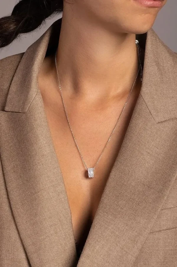 Colliers^APM Monaco Collier Ajustable Kaleidoscope Avec Pendentif Double Anneaux Serti - Argent