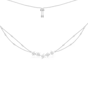 Colliers^APM Monaco Collier Ajustable Meteorites Double Chaine - Argent