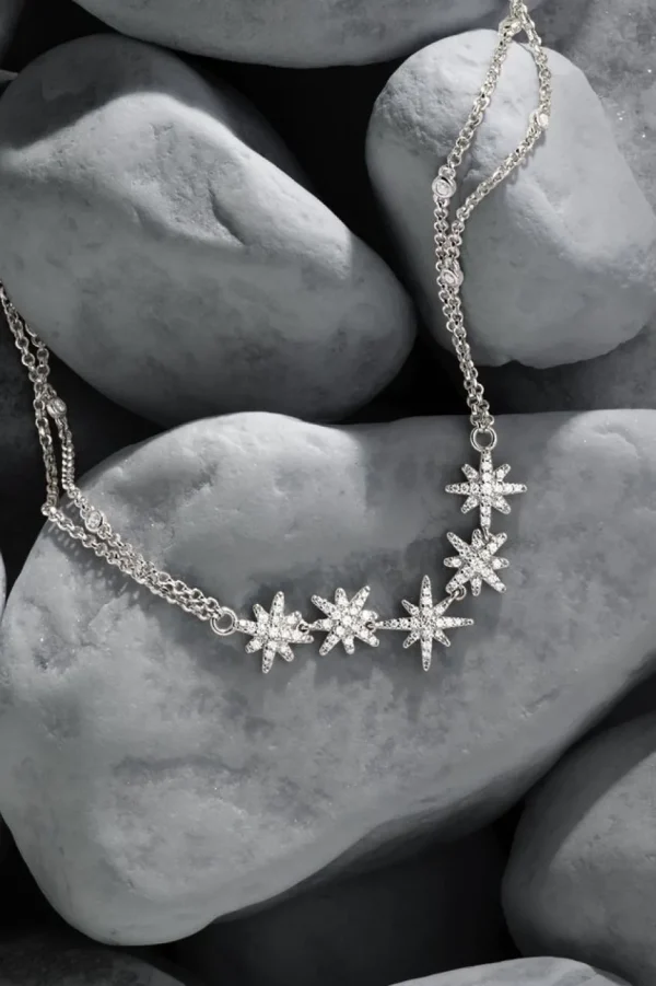 Colliers^APM Monaco Collier Ajustable Meteorites Double Chaine - Argent