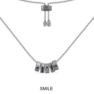 Colliers^APM Monaco Collier Ajustable Morse Code Smile Bleu