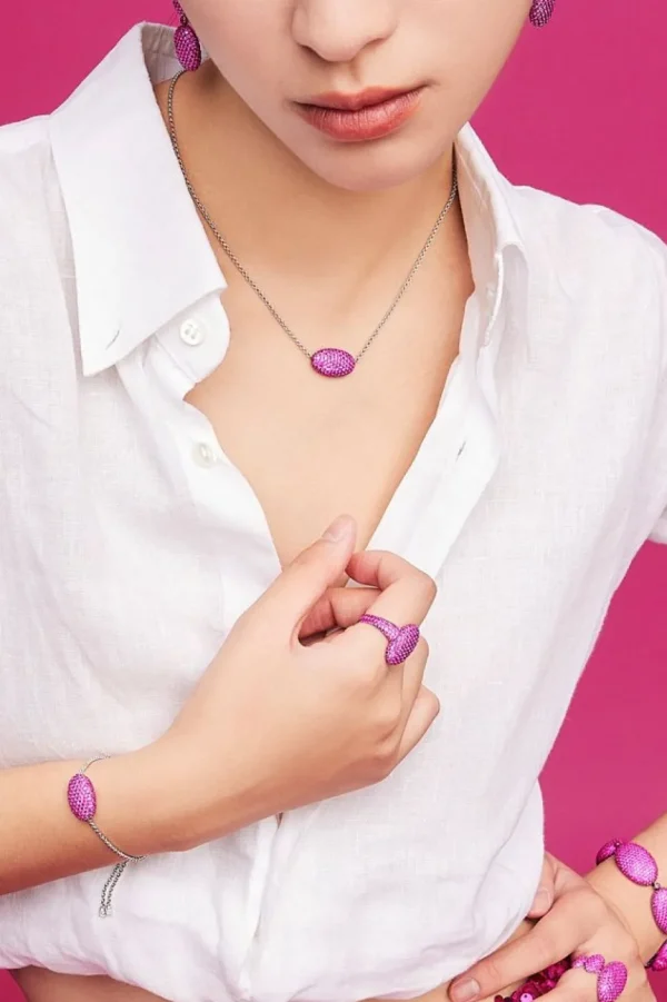 Colliers^APM Monaco Collier Ajustable Ovale Fuchsia