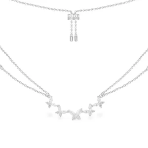 Colliers^APM Monaco Collier Ajustable Papillon Double Chaine - Argent