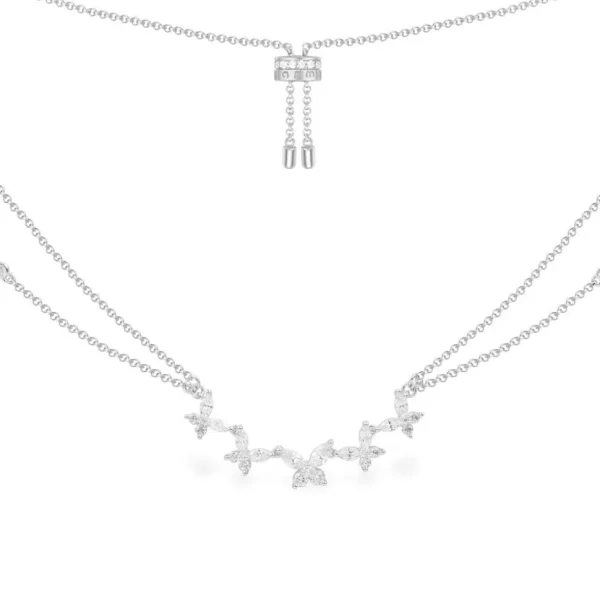 Colliers^APM Monaco Collier Ajustable Papillon Double Chaine - Argent