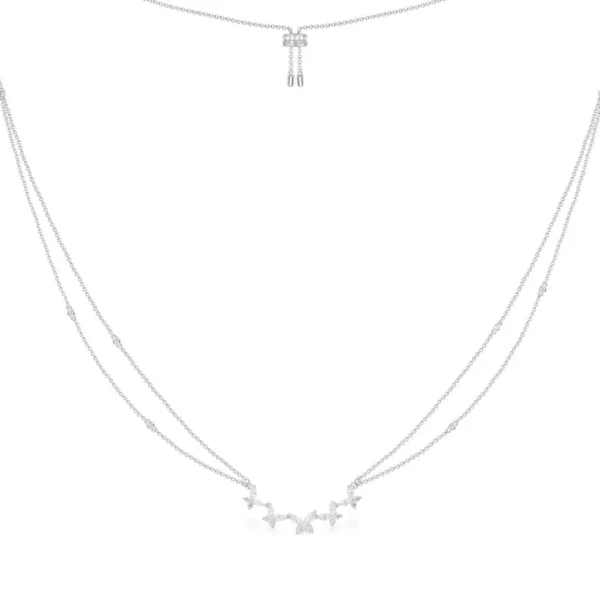 Colliers^APM Monaco Collier Ajustable Papillon Double Chaine - Argent
