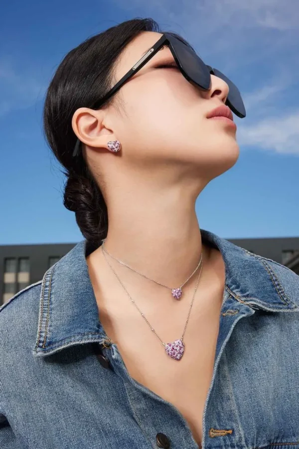 Colliers^APM Monaco Collier Ajustable Petit Coeur Fuchsia