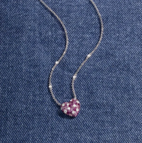 Colliers^APM Monaco Collier Ajustable Petit Coeur Fuchsia