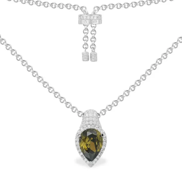 Colliers^APM Monaco Collier Ajustable Poire Kaki - Argent