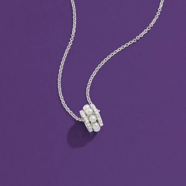Colliers^APM Monaco Collier Ajustable Serti Sur 2 Lignes Avec Perles - Argent