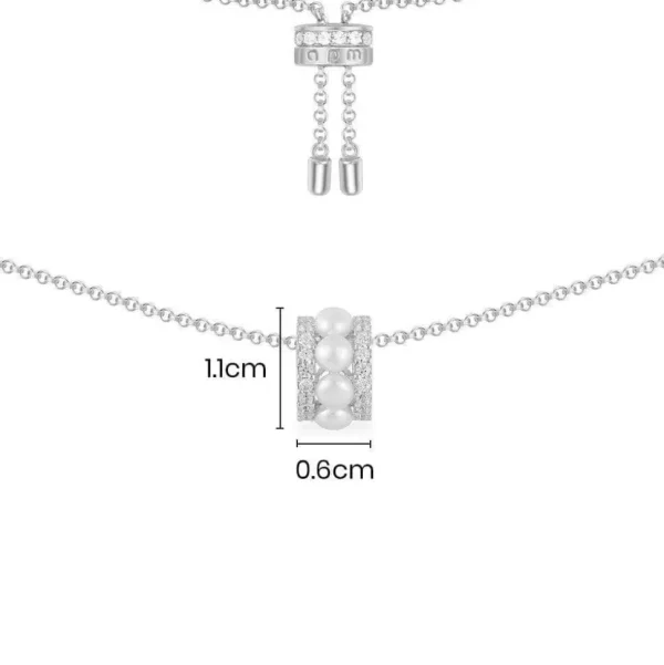 Colliers^APM Monaco Collier Ajustable Serti Sur 2 Lignes Avec Perles - Argent