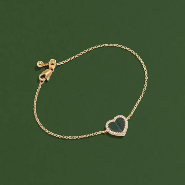 Bracelets^APM Monaco Malachite Heart Adjustable Bracelet