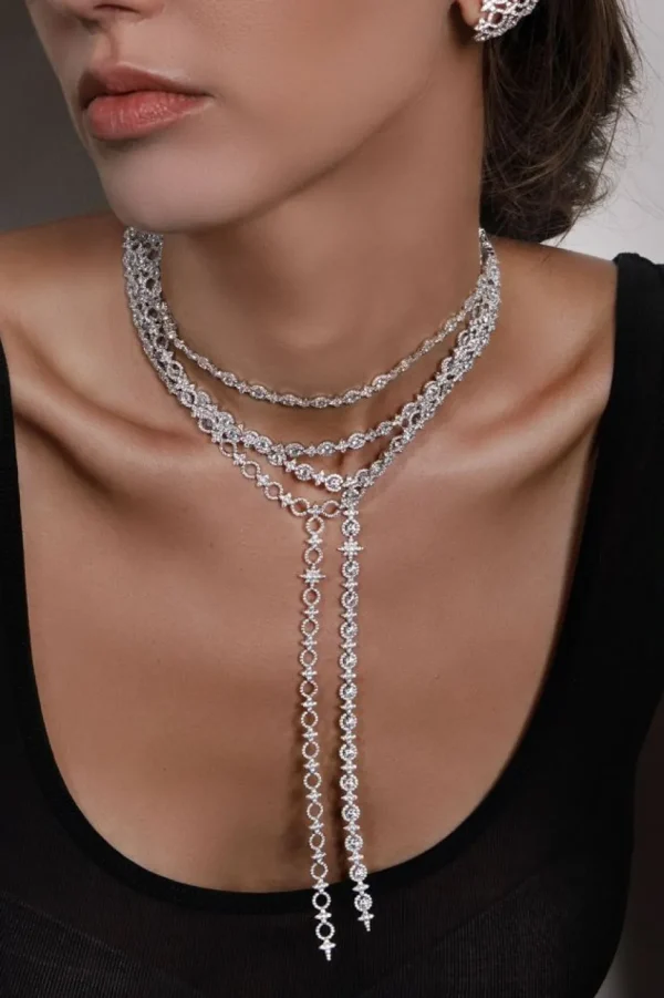 Colliers^APM Monaco Ras-De-Cou Meteorites Et Cercles Long - Argent